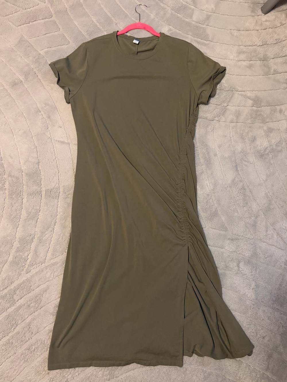 Old Navy Olive Green Short Sleeve Ruched Midi Dress 2X